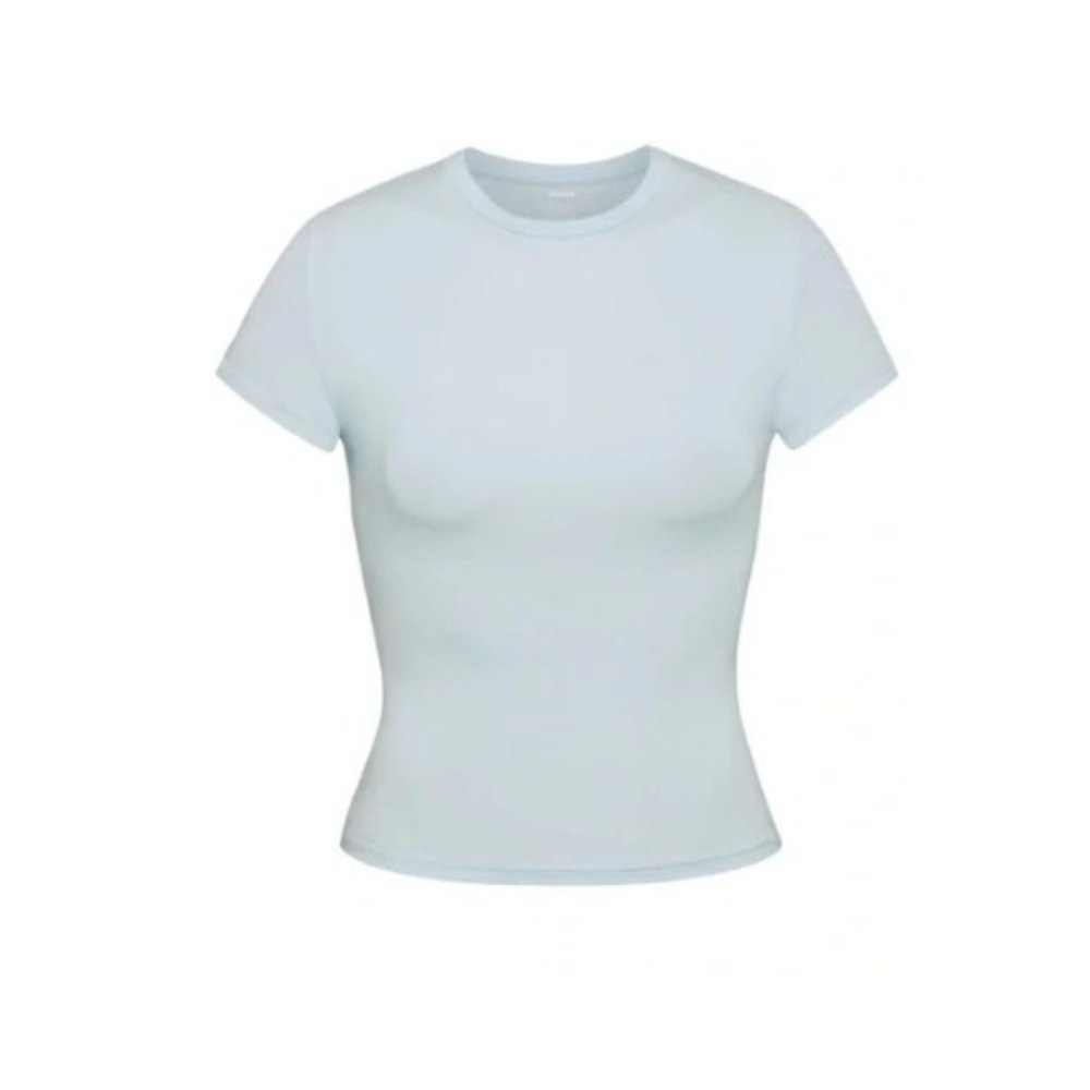 Skims Women's Sky Crew Neckline Short Sleeve Fits Everybody Tee Shirt Sz X-Large
